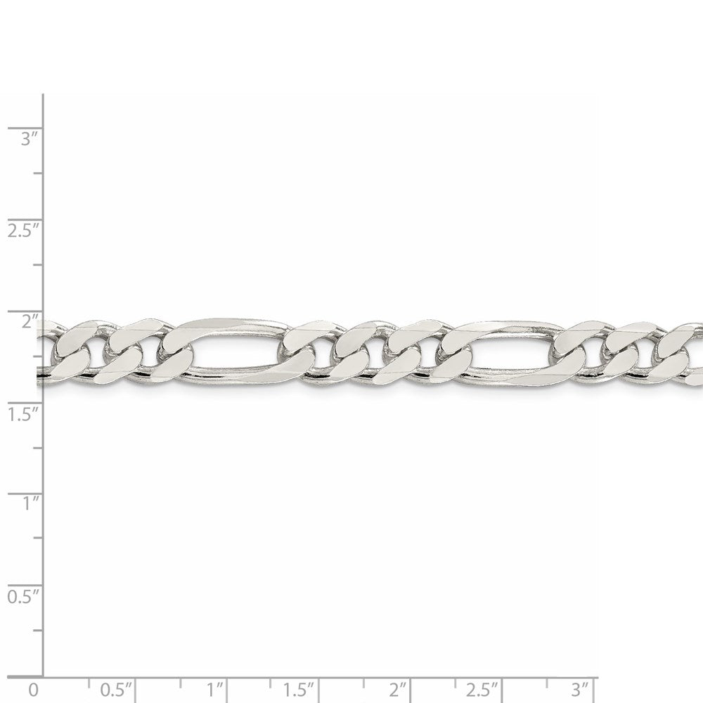 FJC Finejewelers 925 Sterling Silver Pavé Flat Figaro Chain 20 Inches x 9.5 mm