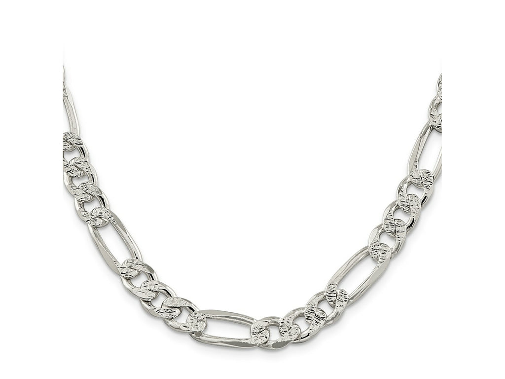 FJC Finejewelers 925 Sterling Silver Pavé Flat Figaro Chain 20 Inches x 9.5 mm