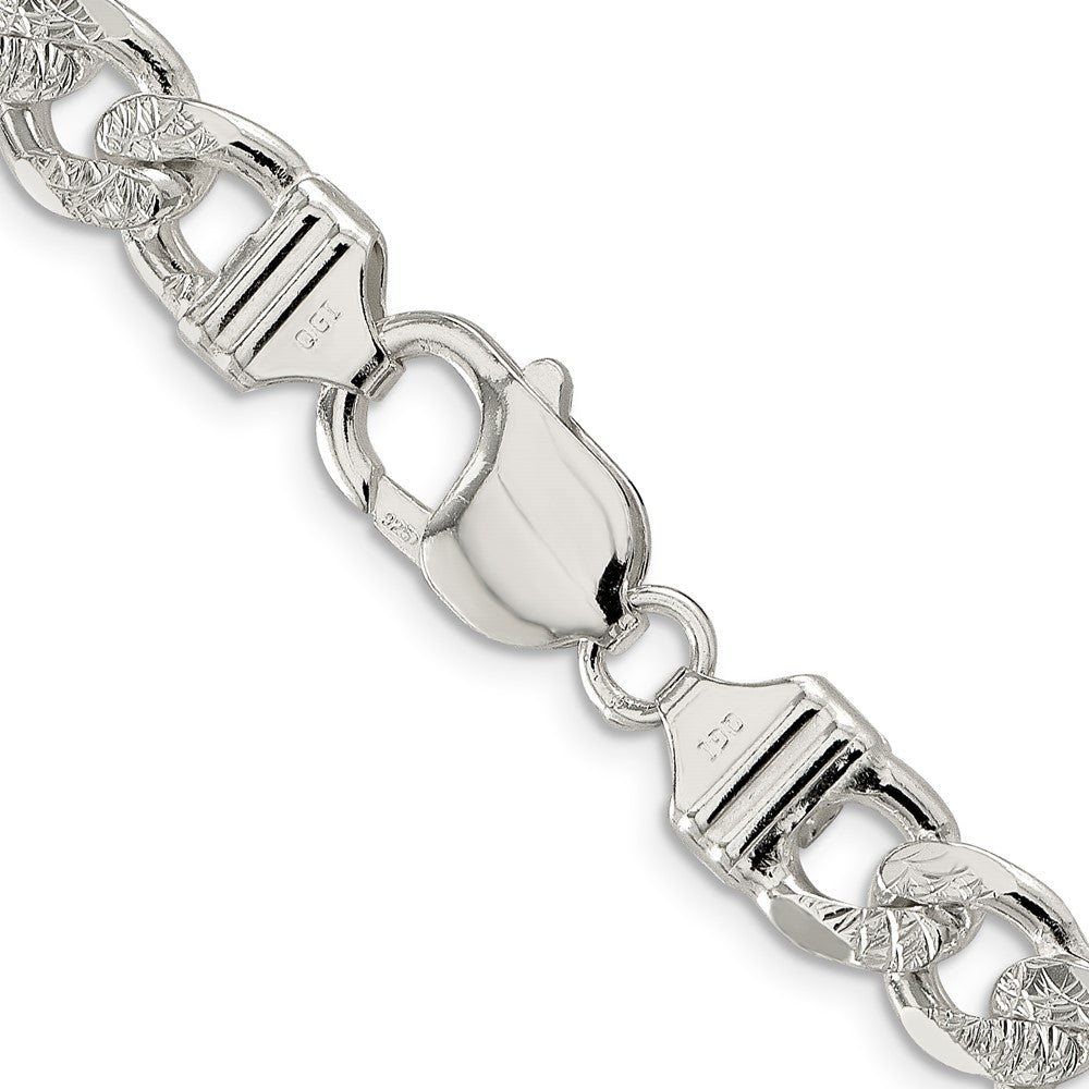 FJC Finejewelers 925 Sterling Silver Pavé Flat Figaro Chain 24 Inches x 9.5 mm