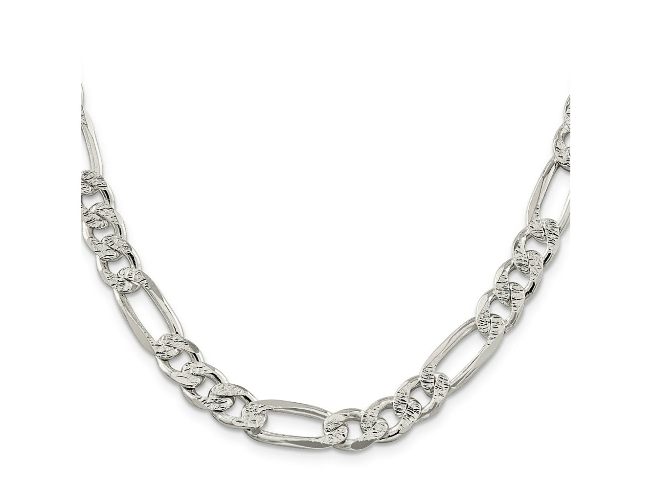 FJC Finejewelers 925 Sterling Silver Pavé Flat Figaro Chain 24 Inches x 9.5 mm
