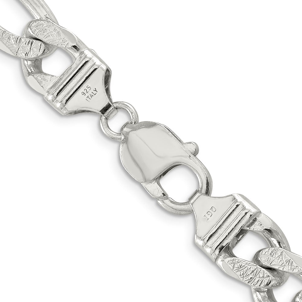 FJC Finejewelers 925 Sterling Silver Pavé Flat Figaro Chain 24 Inches x 10.5 mm