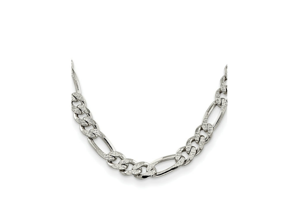 FJC Finejewelers 925 Sterling Silver Pavé Flat Figaro Chain 24 Inches x 10.5 mm
