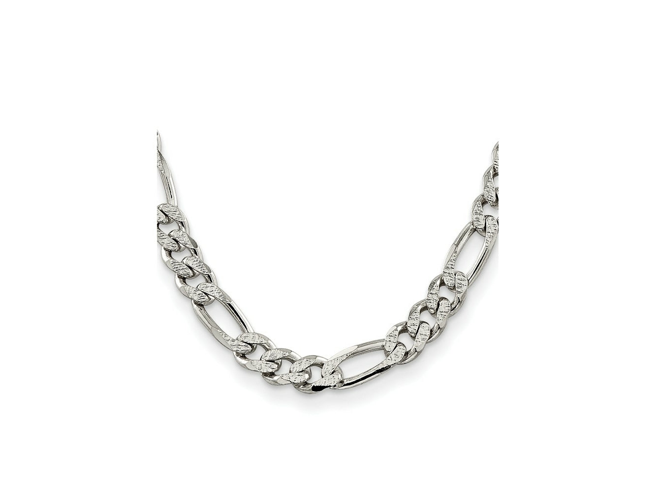 FJC Finejewelers 925 Sterling Silver Pavé Flat Figaro Chain 24 Inches x 10.5 mm