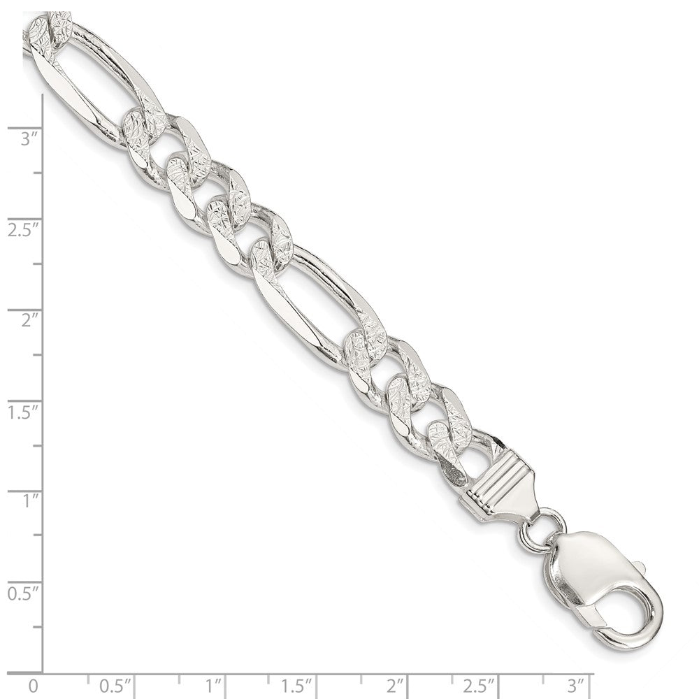 FJC Finejewelers 925 Sterling Silver Pavé Flat Figaro Bracelet Chain 8 Inches x 10.5 mm