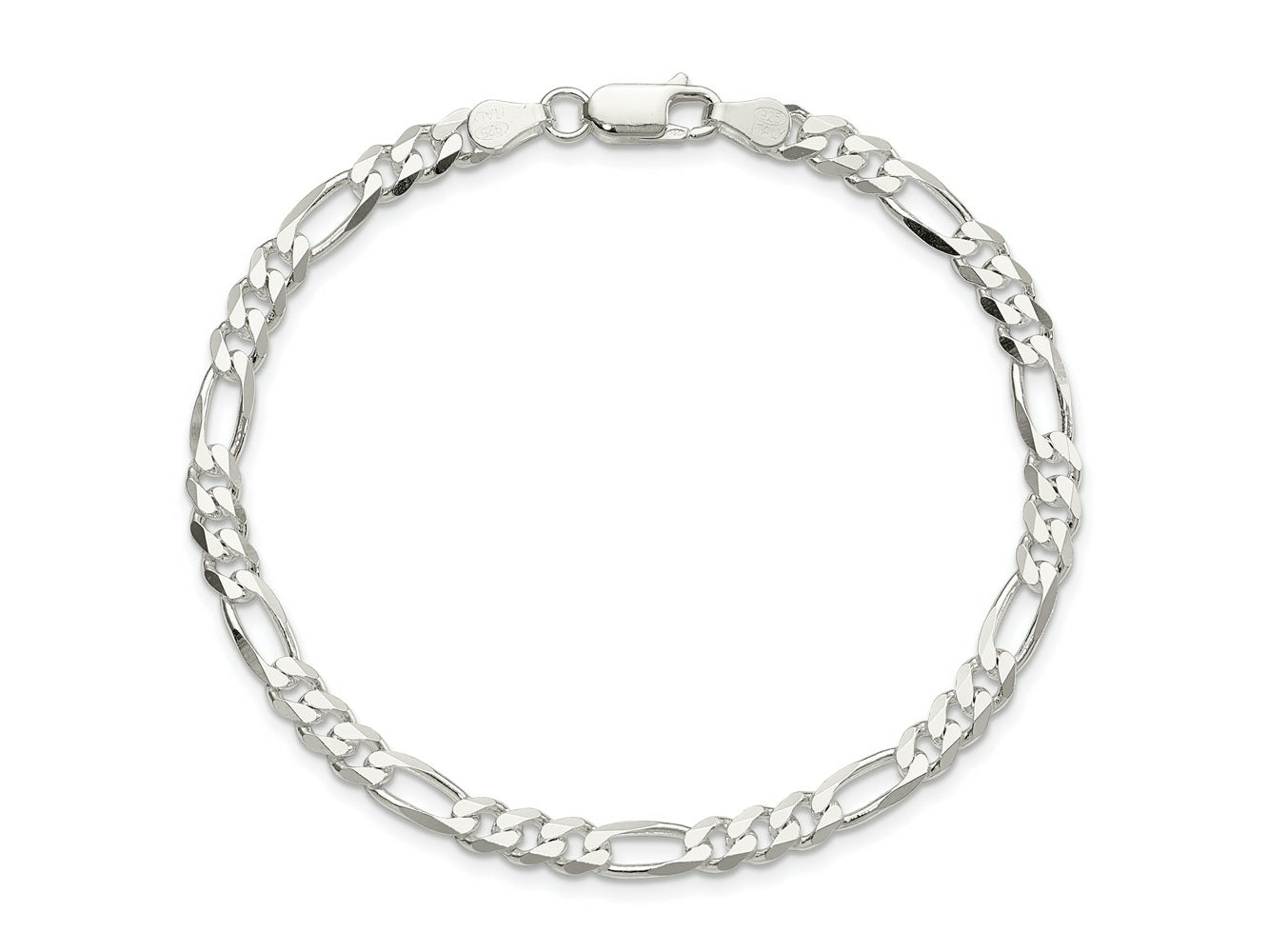 FJC Finejewelers 925 Sterling Silver Figaro Bracelet Chain 8 Inches x 4.5 mm