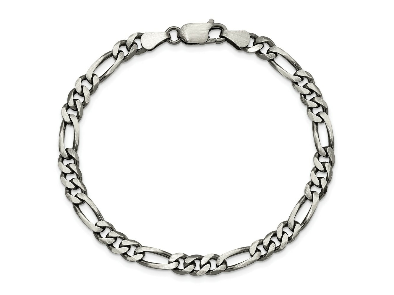 FJC Finejewelers 925 Sterling Silver Antiqued Figaro Bracelet Chain 8 Inches x 5.5 mm