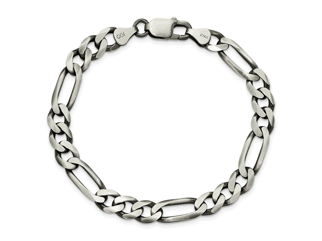 FJC Finejewelers 925 Sterling Silver Antiqued Figaro Bracelet Chain 8 Inches x 7.5 mm