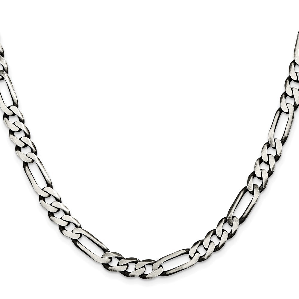 FJC Finejewelers 925 Sterling Silver Antiqued Figaro Bracelet Chain 9 Inches x 7.5 mm