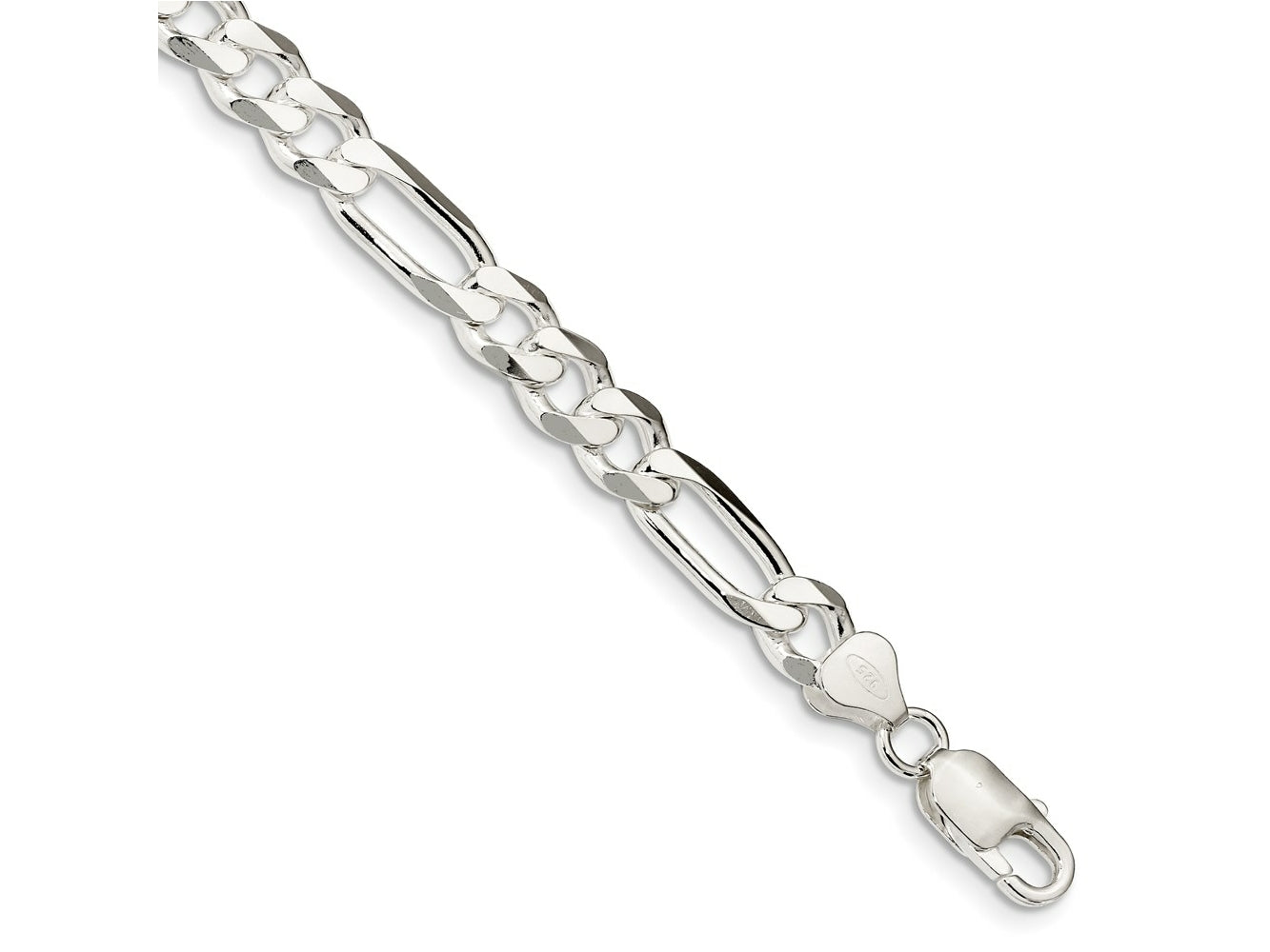 FJC Finejewelers 925 Sterling Silver Figaro Bracelet Chain 7 Inches x 8 mm