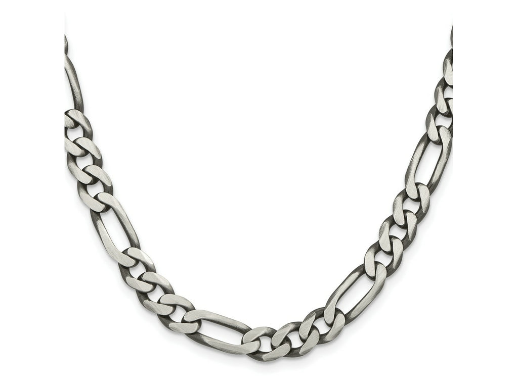 FJC Finejewelers 925 Sterling Silver Antiqued Figaro Chain 22 Inches x 7.75 mm