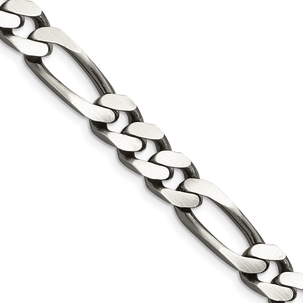 FJC Finejewelers 925 Sterling Silver Antiqued Figaro Chain 24 Inches x 9 mm