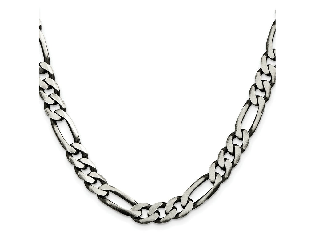 FJC Finejewelers 925 Sterling Silver Antiqued Figaro Chain 26 Inches x 9 mm
