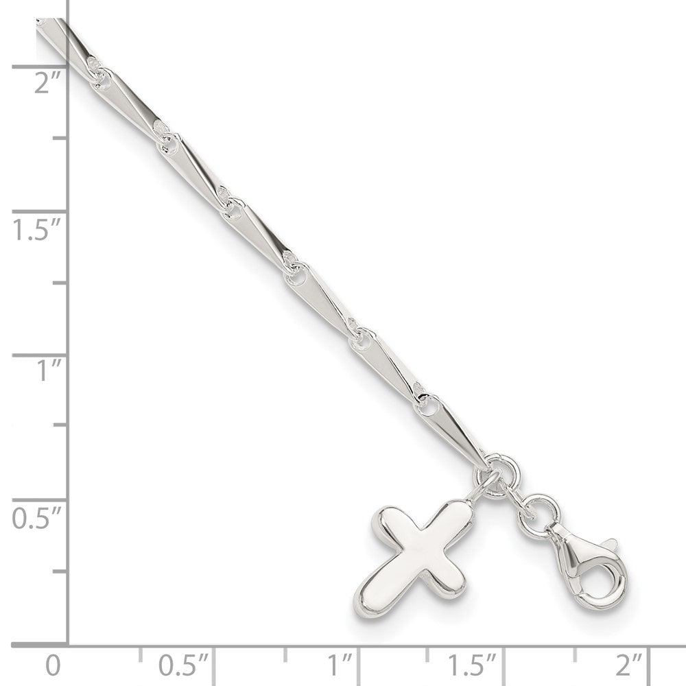 FJC Finejewelers 925 Sterling Silver 9 in Solid Polished Cross on Fancy Link Anklet 9 Inches x 9 mm