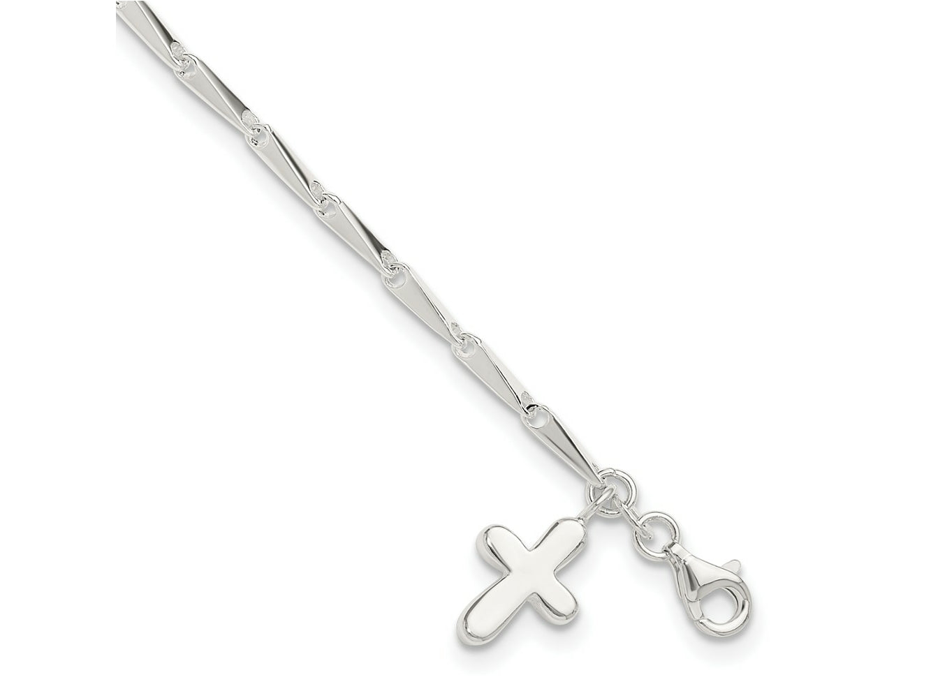 FJC Finejewelers 925 Sterling Silver 9 in Solid Polished Cross on Fancy Link Anklet 9 Inches x 9 mm