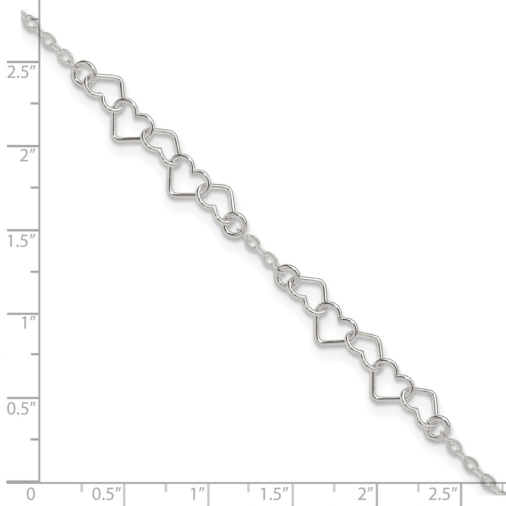 FJC Finejewelers 925 Sterling Silver Hand Made 9inch Polished Fancy Heart Link Anklet 9 Inches