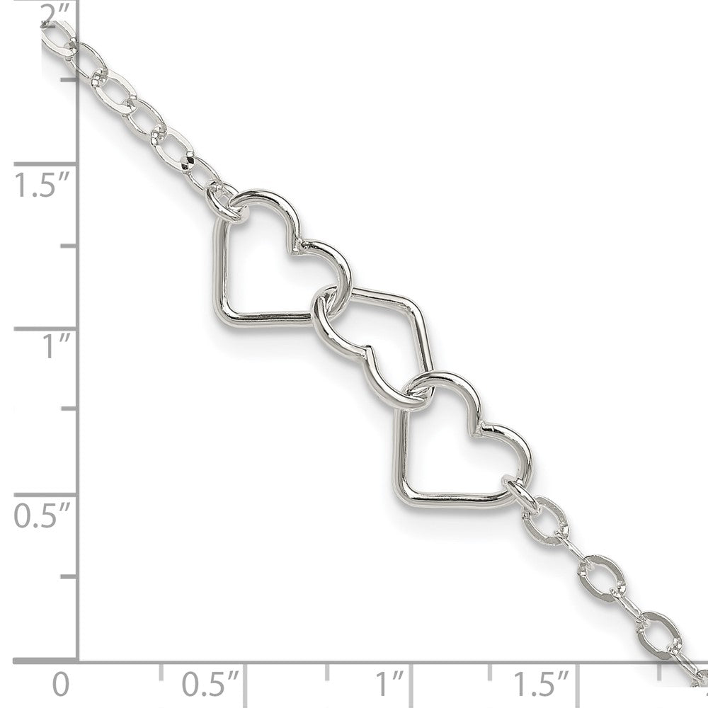 FJC Finejewelers 925 Sterling Silver Hand Made 9inch Solid Polished Fancy Heart Link Anklet 9 Inches