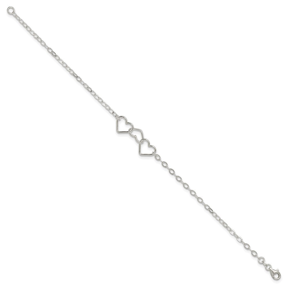 FJC Finejewelers 925 Sterling Silver Hand Made 9inch Solid Polished Fancy Heart Link Anklet 9 Inches