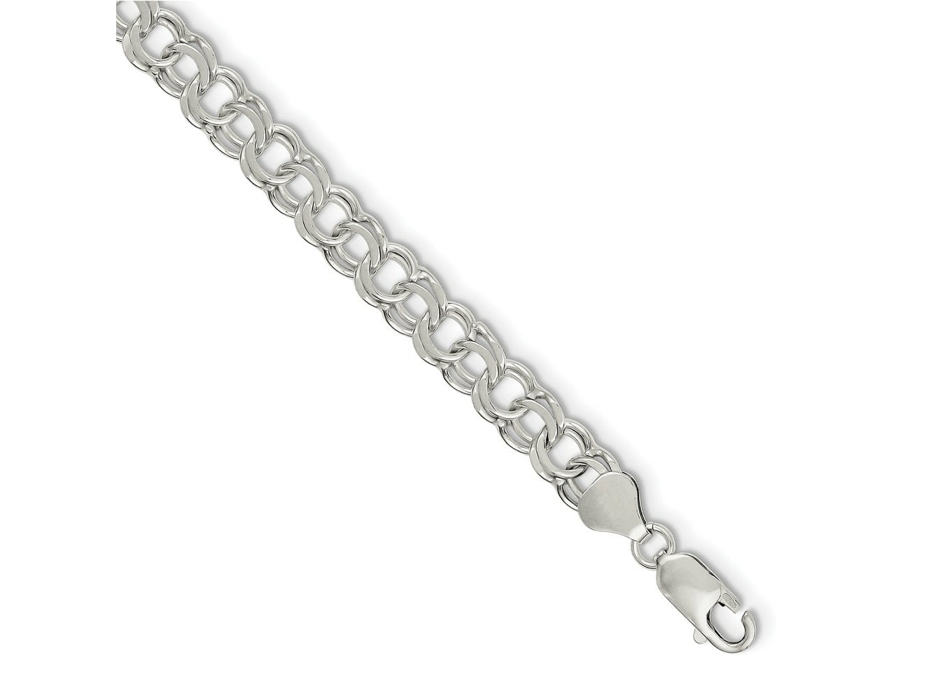 FJC Finejewelers 925 Sterling Silver 7.6mm Double Link Charm Bracelet 8 Inches