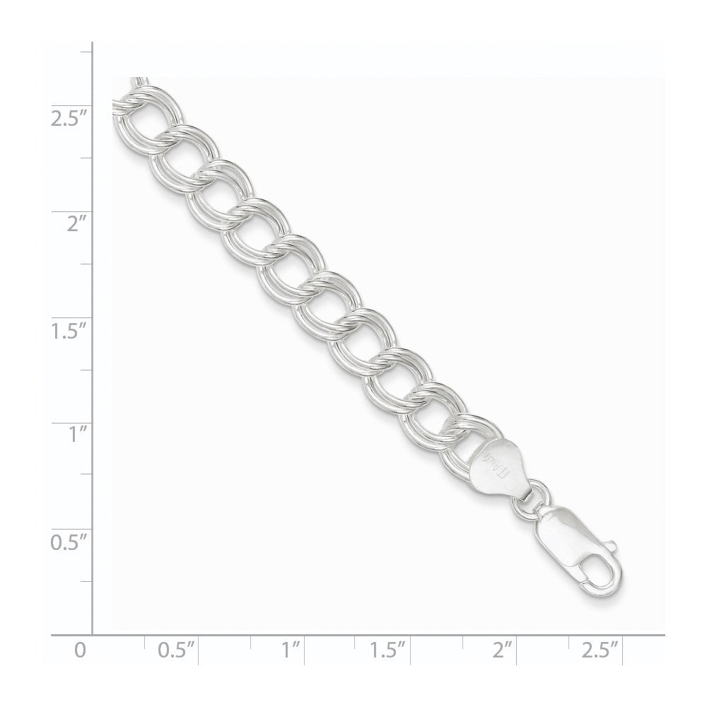 FJC Finejewelers 925 Sterling Silver Double Link Charm Bracelet 8.5 Inches x 7.5 mm