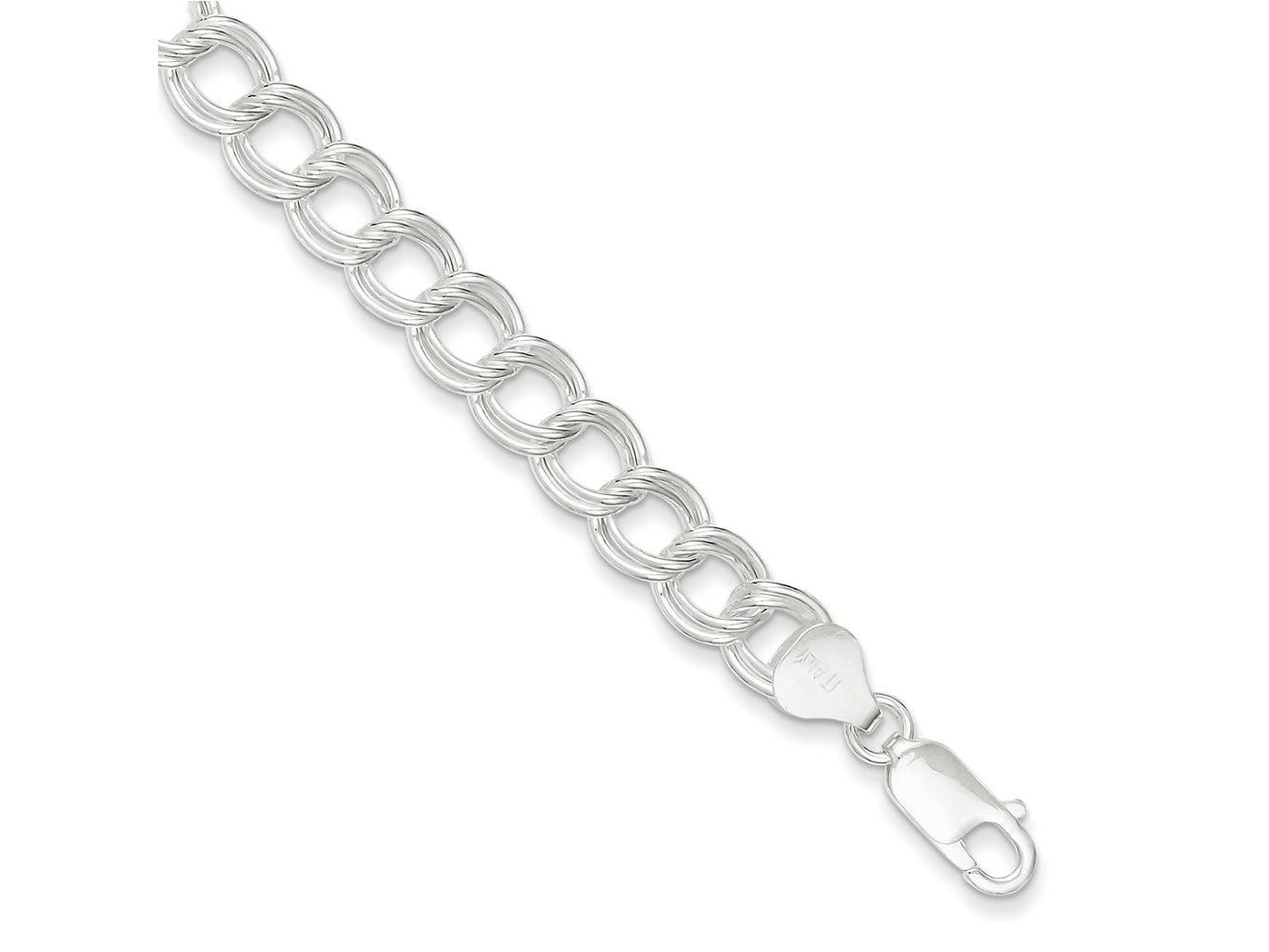 FJC Finejewelers 925 Sterling Silver Double Link Charm Bracelet 8.5 Inches x 7.5 mm