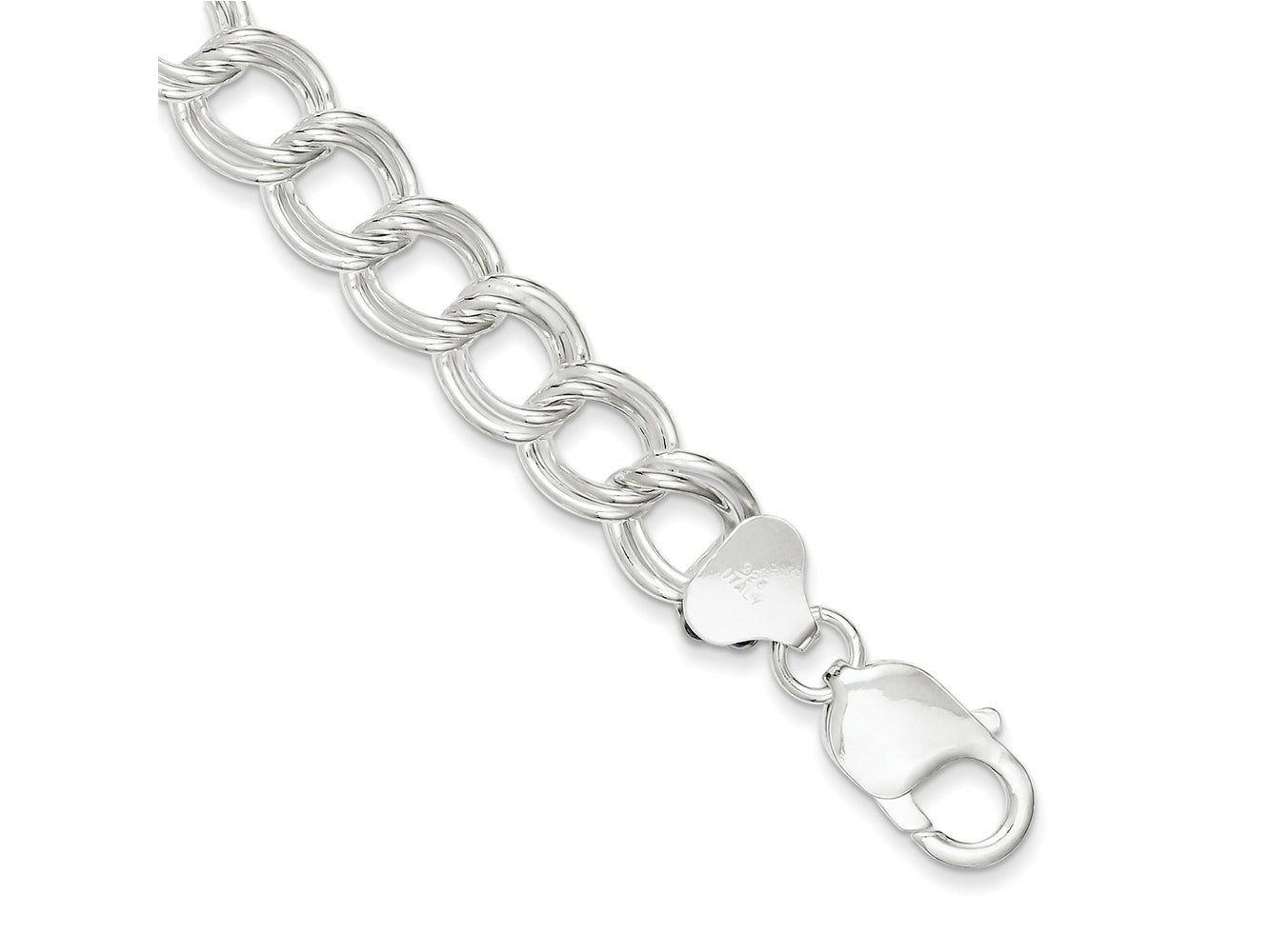 FJC Finejewelers 925 Sterling Silver Double Link Charm Bracelet 8.5 Inches x 10.5 mm