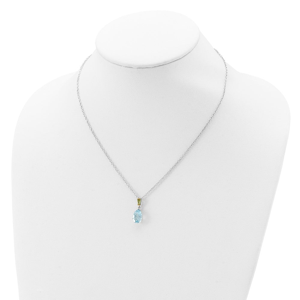 FJC Finejewelers and Sky Blue Topaz and Peridot 18 inch (with 2 extension) Necklace