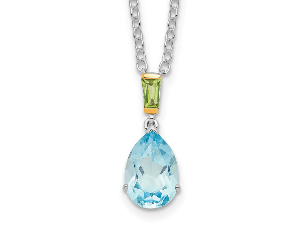 FJC Finejewelers and Sky Blue Topaz and Peridot 18 inch (with 2 extension) Necklace