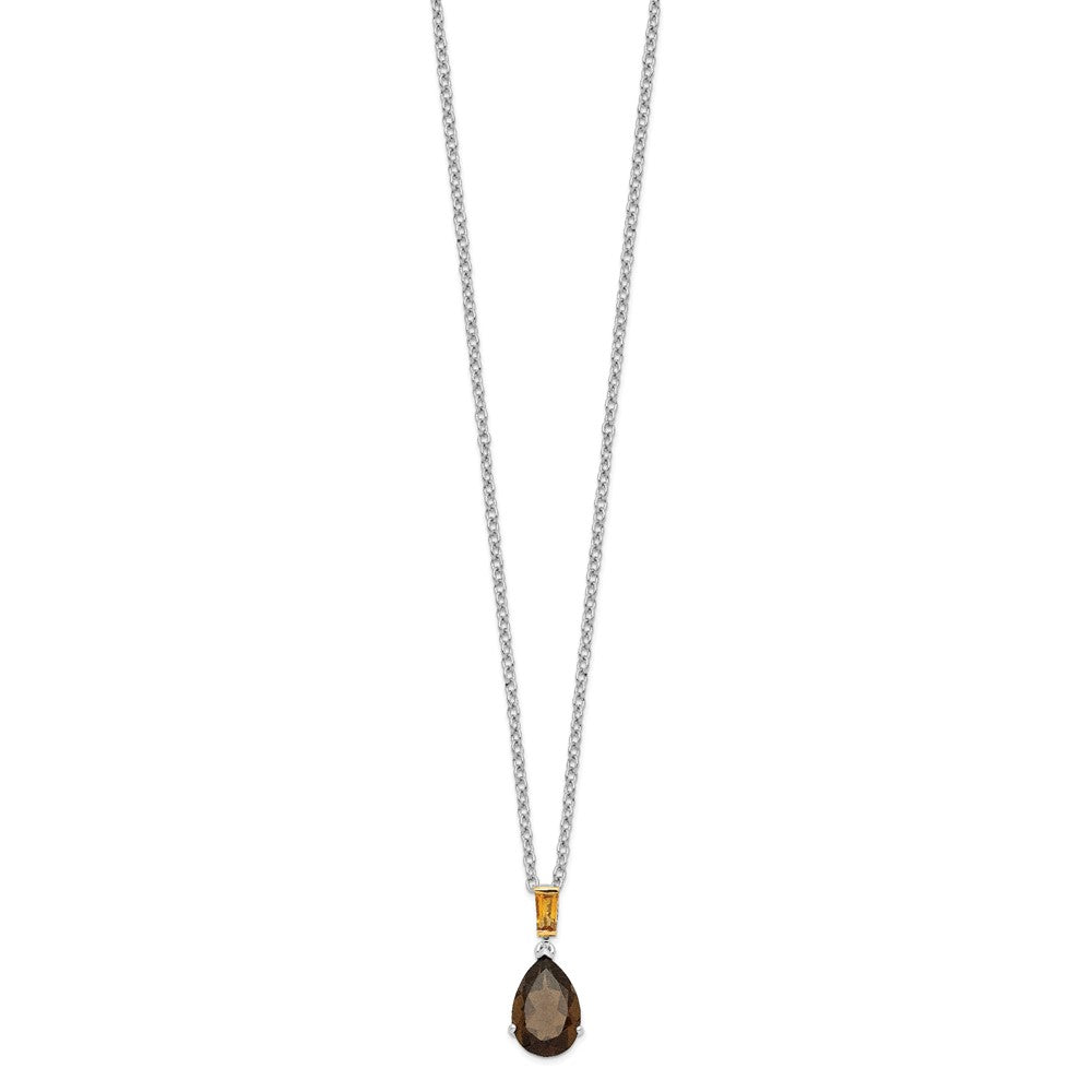 FJC Finejewelers and Smokey Quartz and Citrine 18 inch with 2 inch extension Necklace