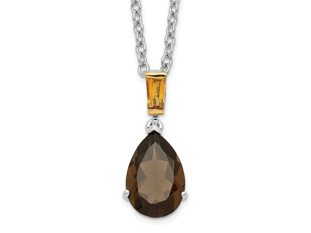FJC Finejewelers and Smokey Quartz and Citrine 18 inch with 2 inch extension Necklace