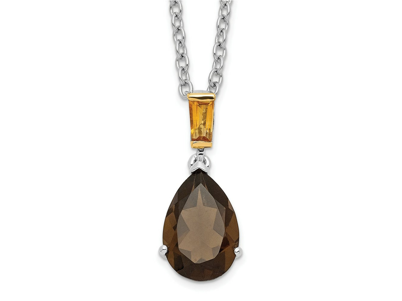 FJC Finejewelers and Smokey Quartz and Citrine 18 inch with 2 inch extension Necklace