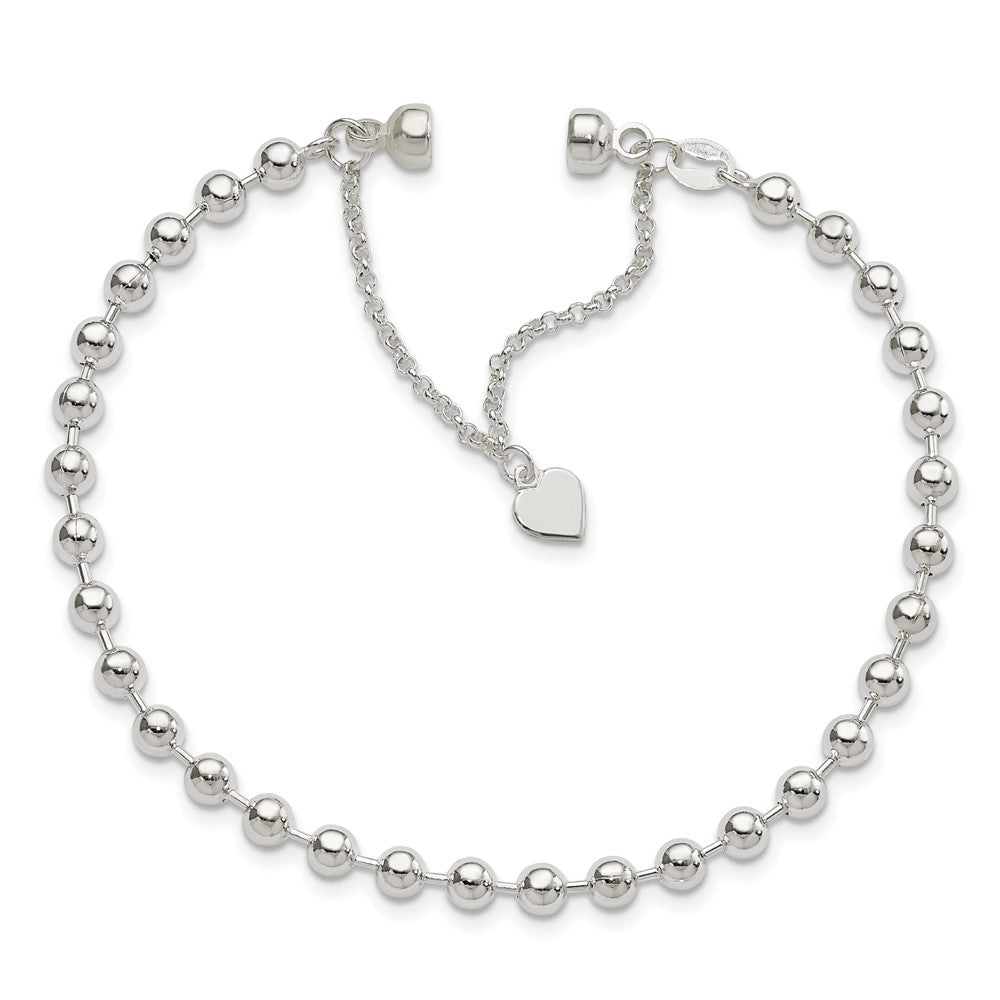 FJC Finejewelers 925 Sterling Silver Ball Beaded Dangling Heart Bracelet 7.5 Inches