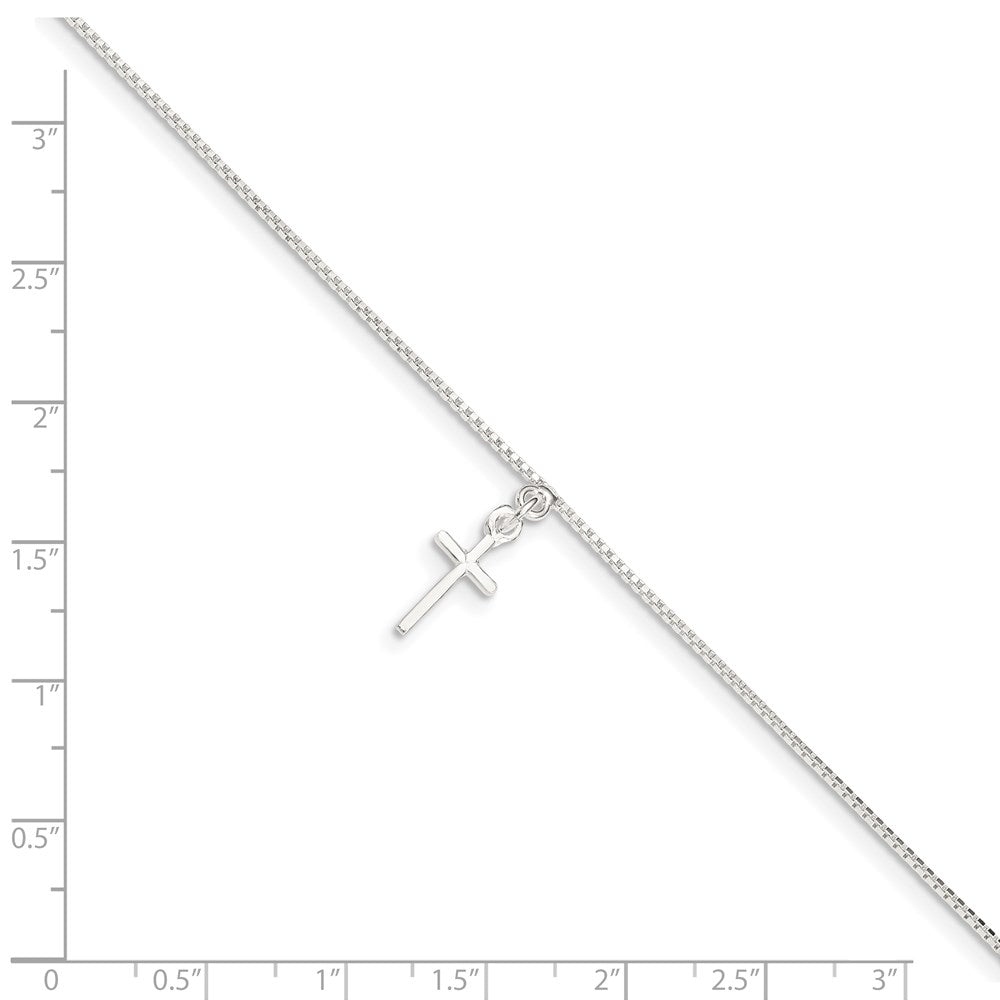 FJC Finejewelers 925 Sterling Silver Box Cross Anklet 9 Inches x 6 mm