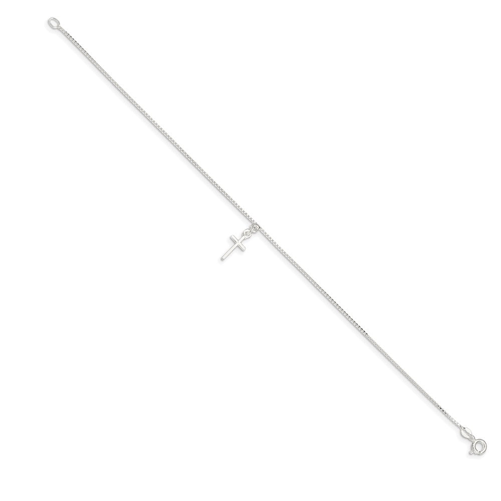FJC Finejewelers 925 Sterling Silver Box Cross Anklet 9 Inches x 6 mm