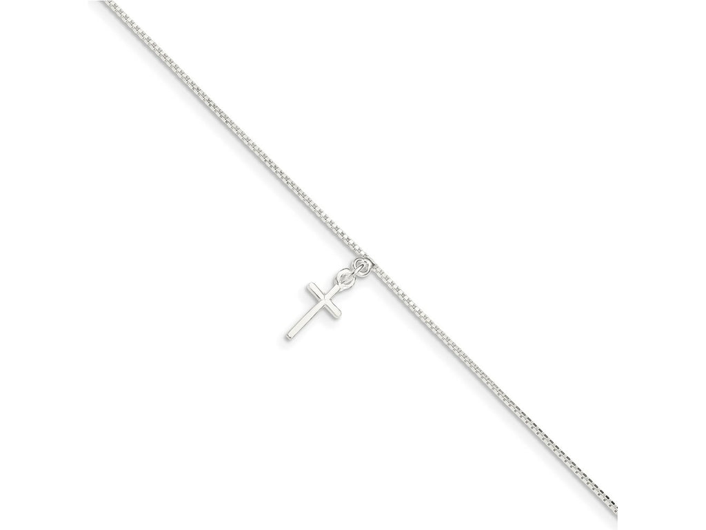 FJC Finejewelers 925 Sterling Silver Box Cross Anklet 9 Inches x 6 mm