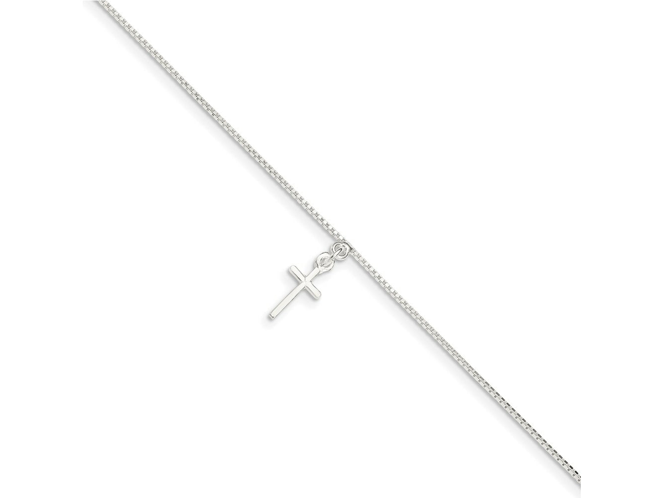 FJC Finejewelers 925 Sterling Silver Box Cross Anklet 9 Inches x 6 mm