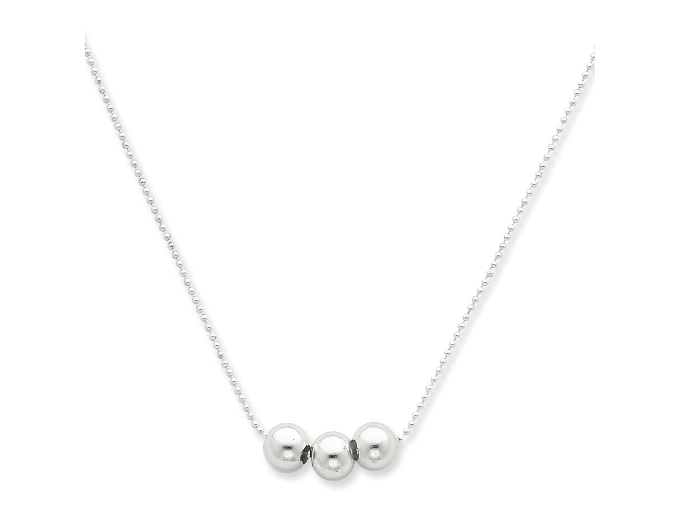 FJC Finejewelers 925 Sterling Silver Polished 3 Bead Necklace 17 mm 24 inch Chain