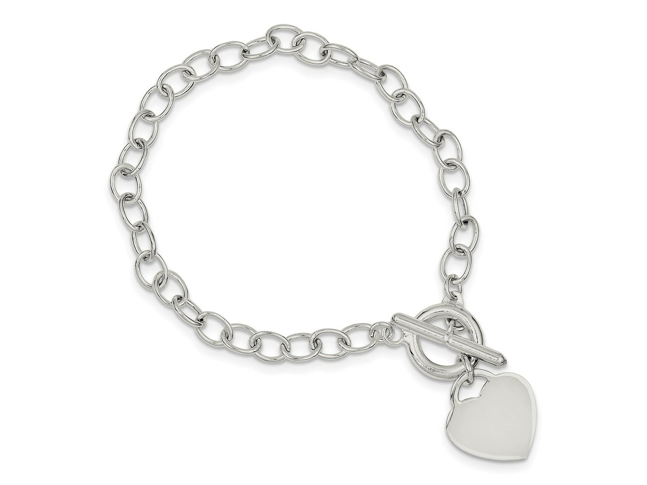 FJC Finejewelers 925 Sterling Silver Oval Link Engraveable Heart Bracelet 7.5 Inches x 21 mm