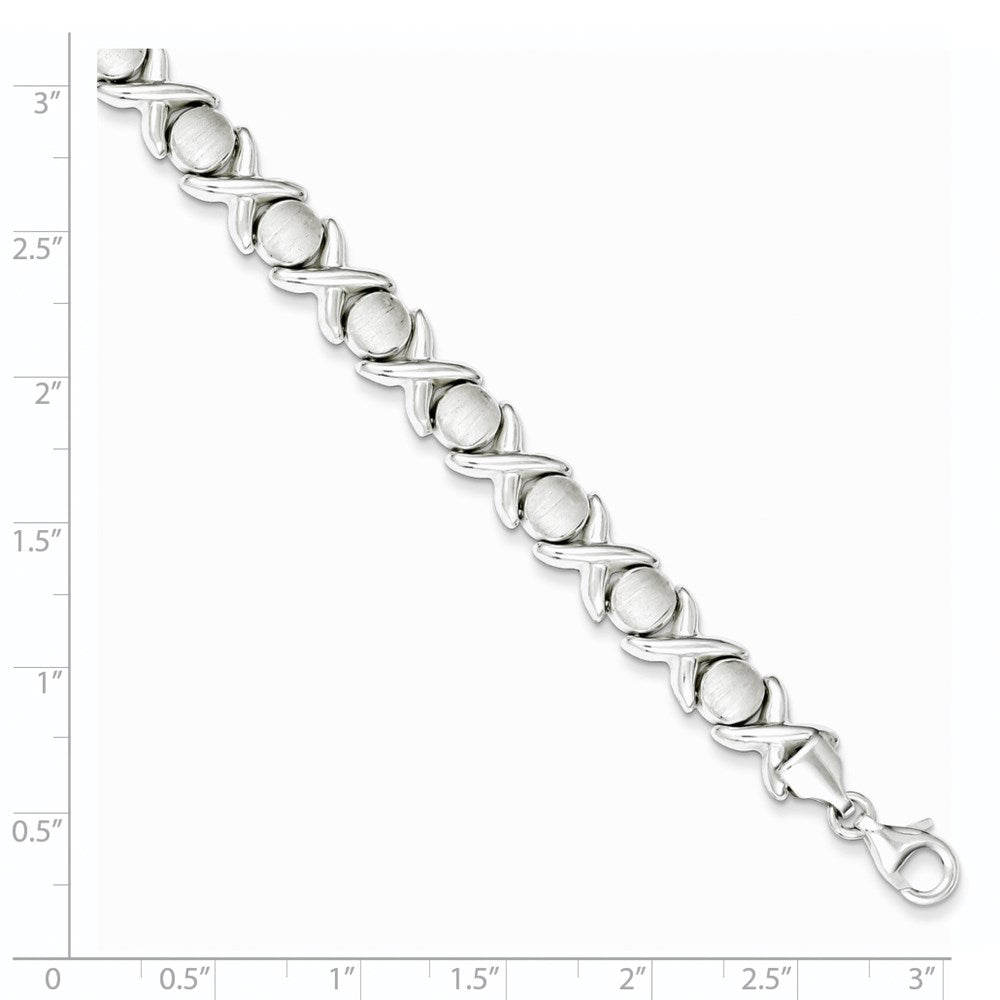 FJC Finejewelers 925 Sterling Silver Link Polished and Satin XO Bracelet 8 Inches x 9 mm