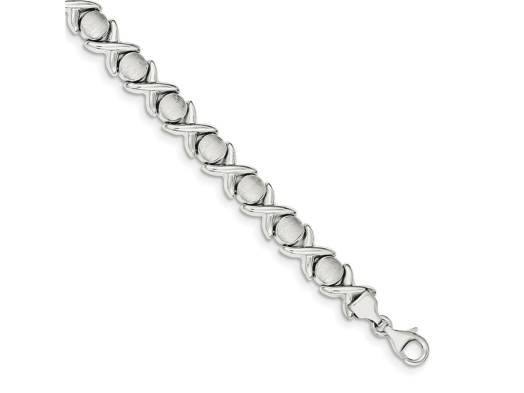 FJC Finejewelers 925 Sterling Silver Link Polished and Satin XO Bracelet 8 Inches x 9 mm