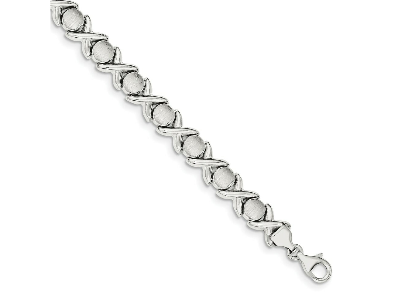 FJC Finejewelers 925 Sterling Silver Link Polished and Satin XO Bracelet 8 Inches x 9 mm