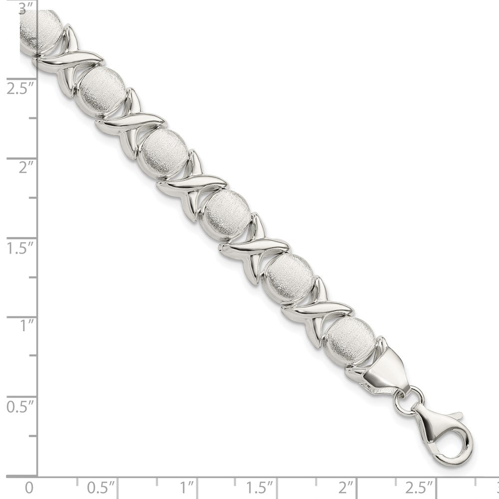 FJC Finejewelers 925 Sterling Silver Fancy Polished and Satin XO Bracelet 8 Inches x 9 mm