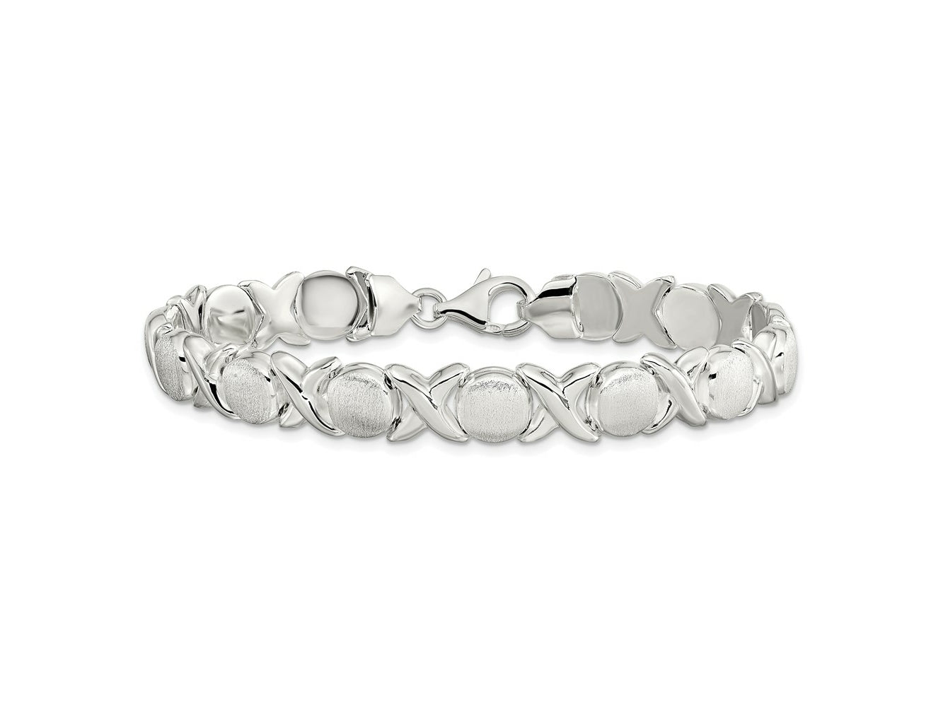 FJC Finejewelers 925 Sterling Silver Fancy Polished and Satin XO Bracelet 8 Inches x 9 mm