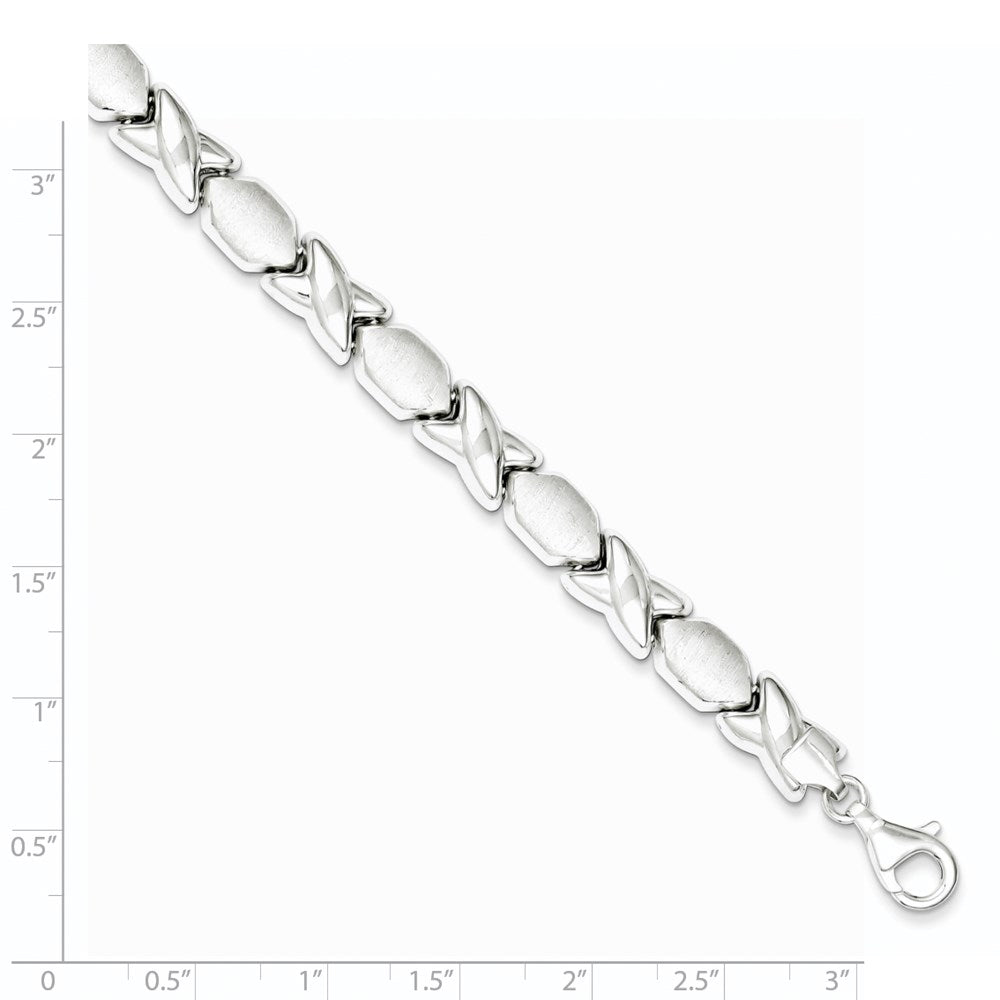 FJC Finejewelers 925 Sterling Silver Fancy Polished and Satin X and O Bracelet 8 Inches x 8 mm