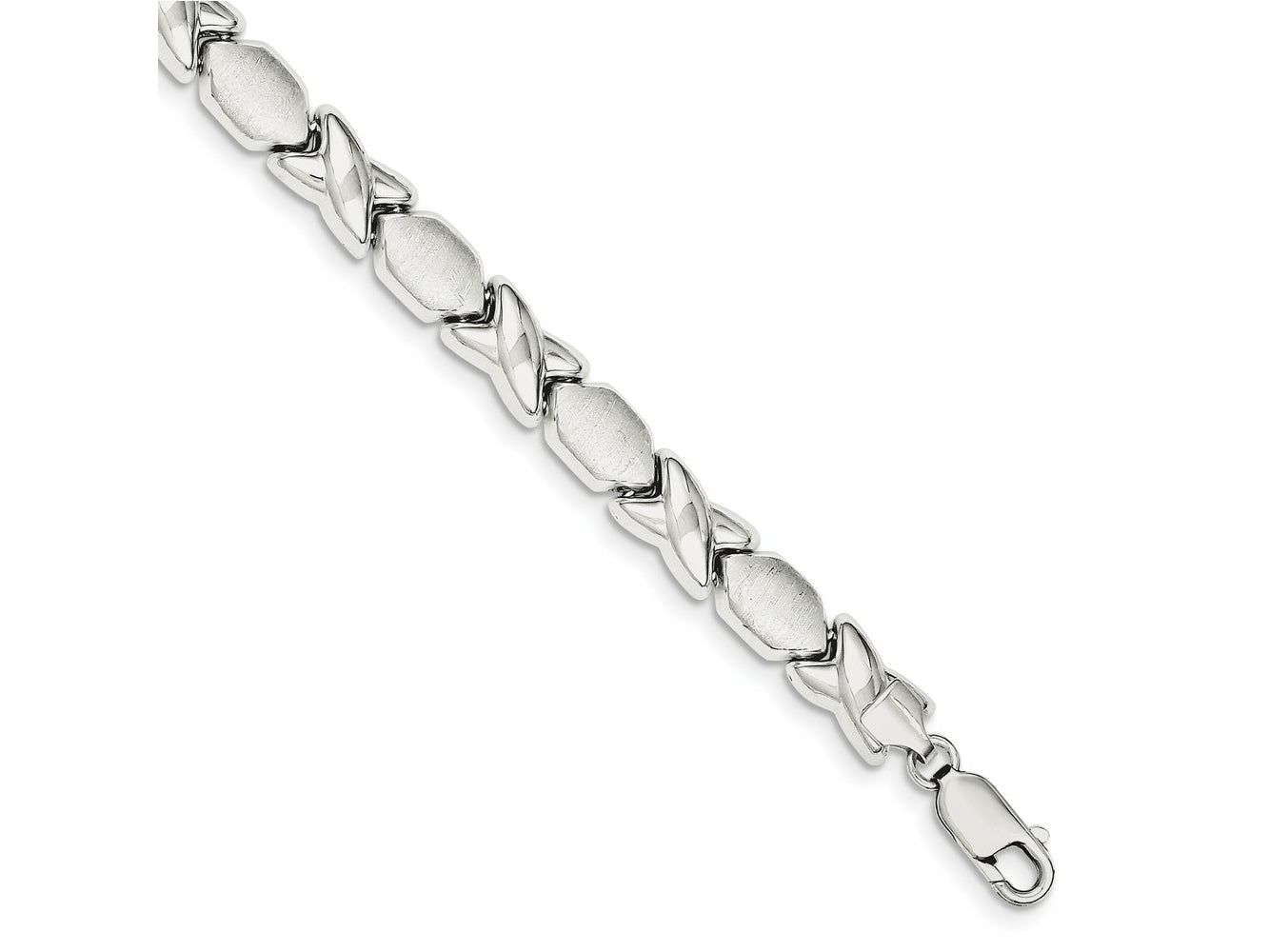 FJC Finejewelers 925 Sterling Silver Fancy Polished and Satin X and O Bracelet 8 Inches x 8 mm