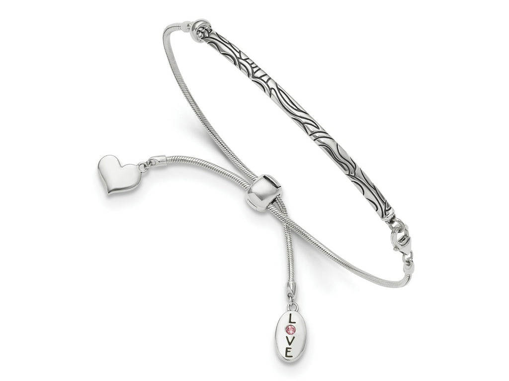 FJC Finejewelers 925 Sterling Silver Adjustable and Stretch and Wrap Antiqued Crystal Love Heart Bracelet