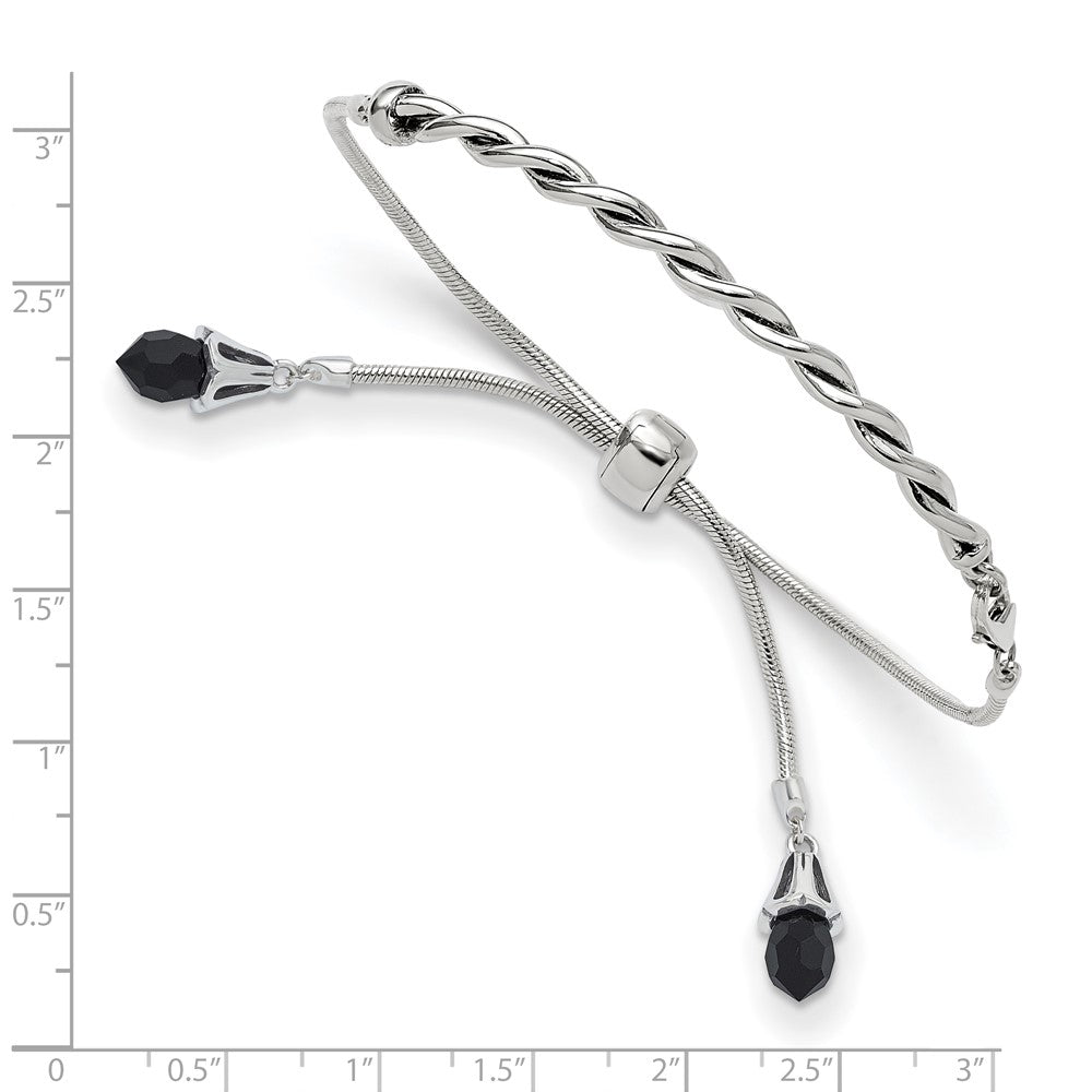 FJC Finejewelers 925 Sterling Silver Adjustable Stretch Wrap Antiqued Reflections Blue Crystal Bracelet 9 in