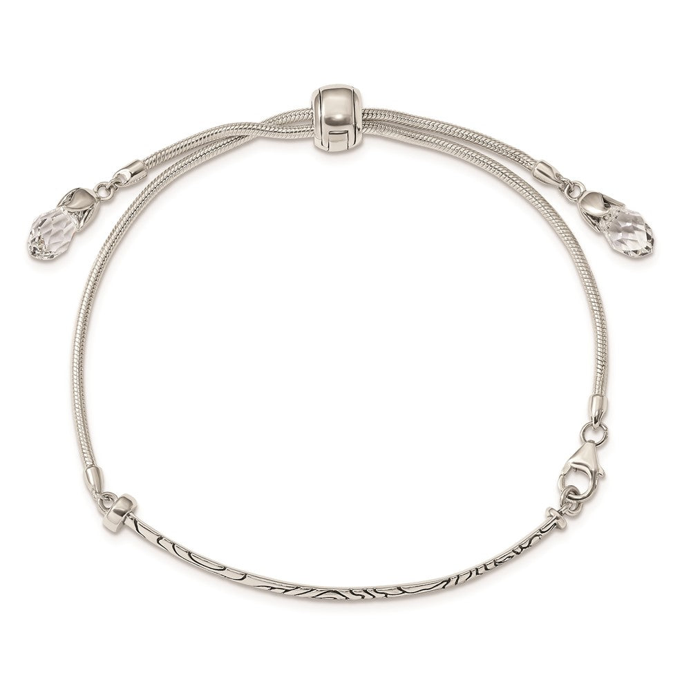 FJC Finejewelers 925 Sterling Silver Adjustable Antiqued Reflections Clear Briolette Crystal Bracelet