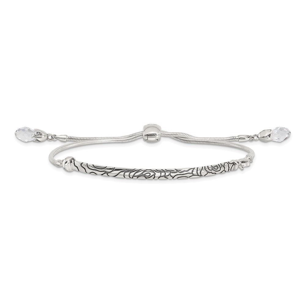 FJC Finejewelers 925 Sterling Silver Adjustable Antiqued Reflections Clear Briolette Crystal Bracelet