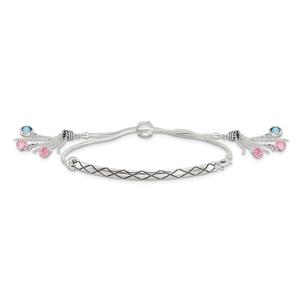FJC Finejewelers 925 Sterling Silver Adjustable Antiqued Crystal Briolette Adjustable Bracelet