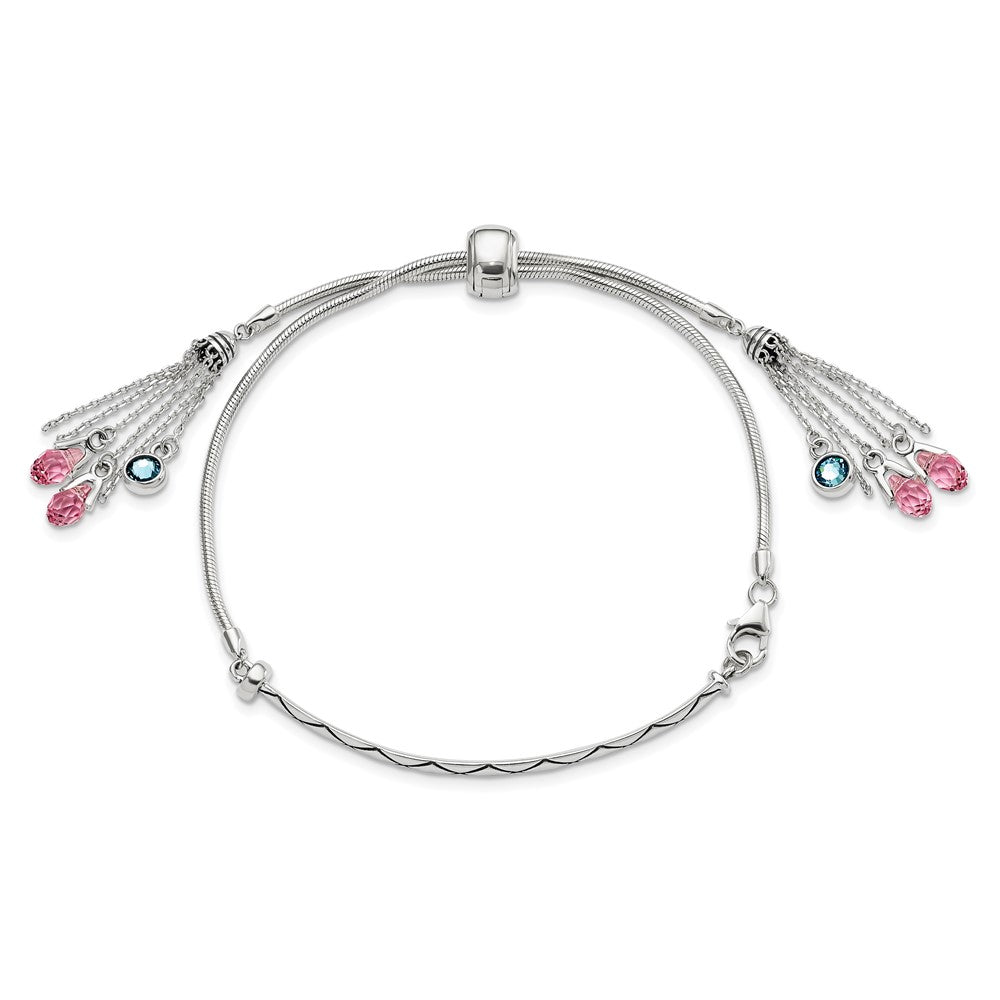 FJC Finejewelers 925 Sterling Silver Adjustable Antiqued Crystal Briolette Adjustable Bracelet